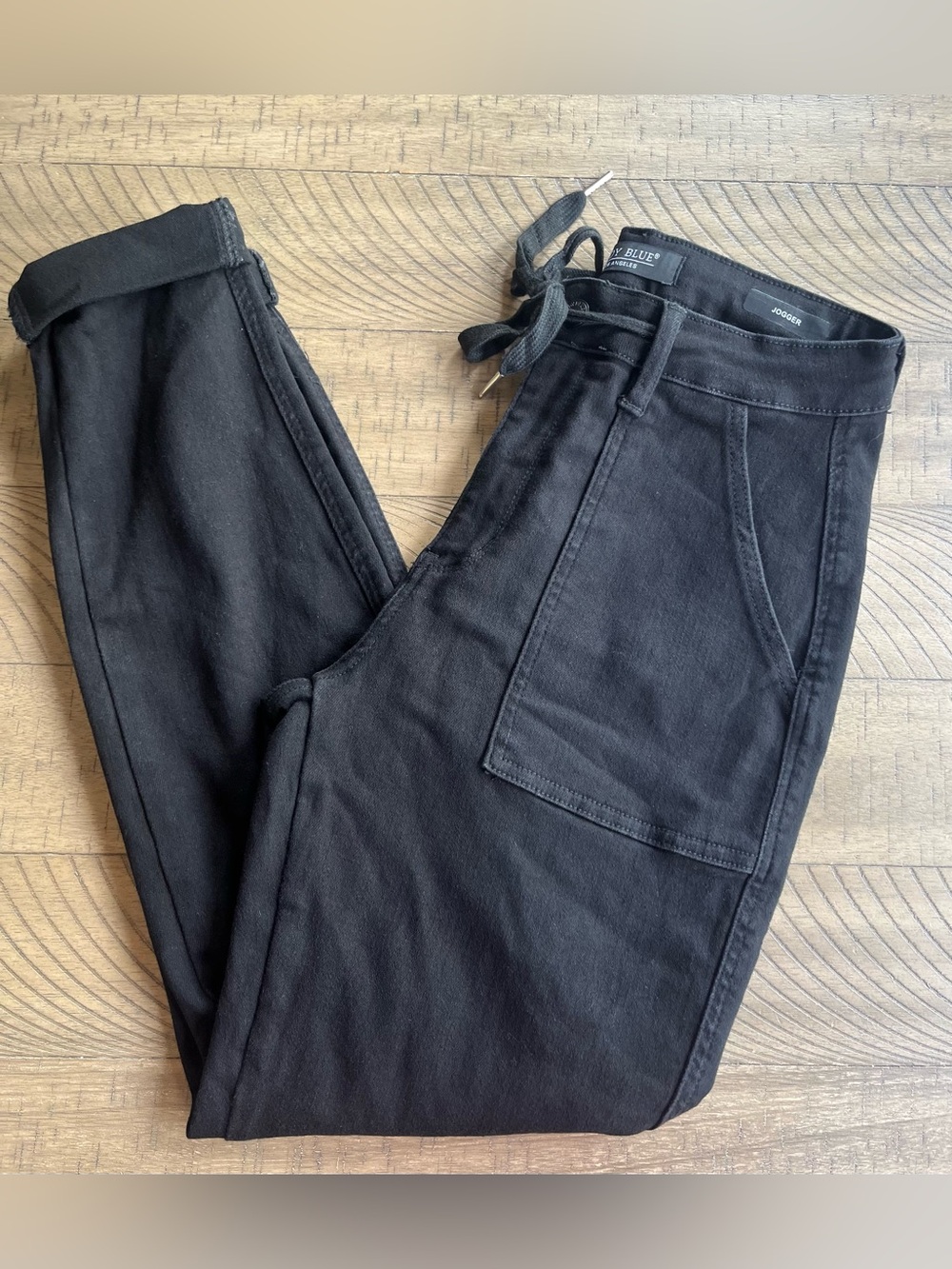 Judy Blue Black Denim Jogger Women's Size 5/27 Drawstring